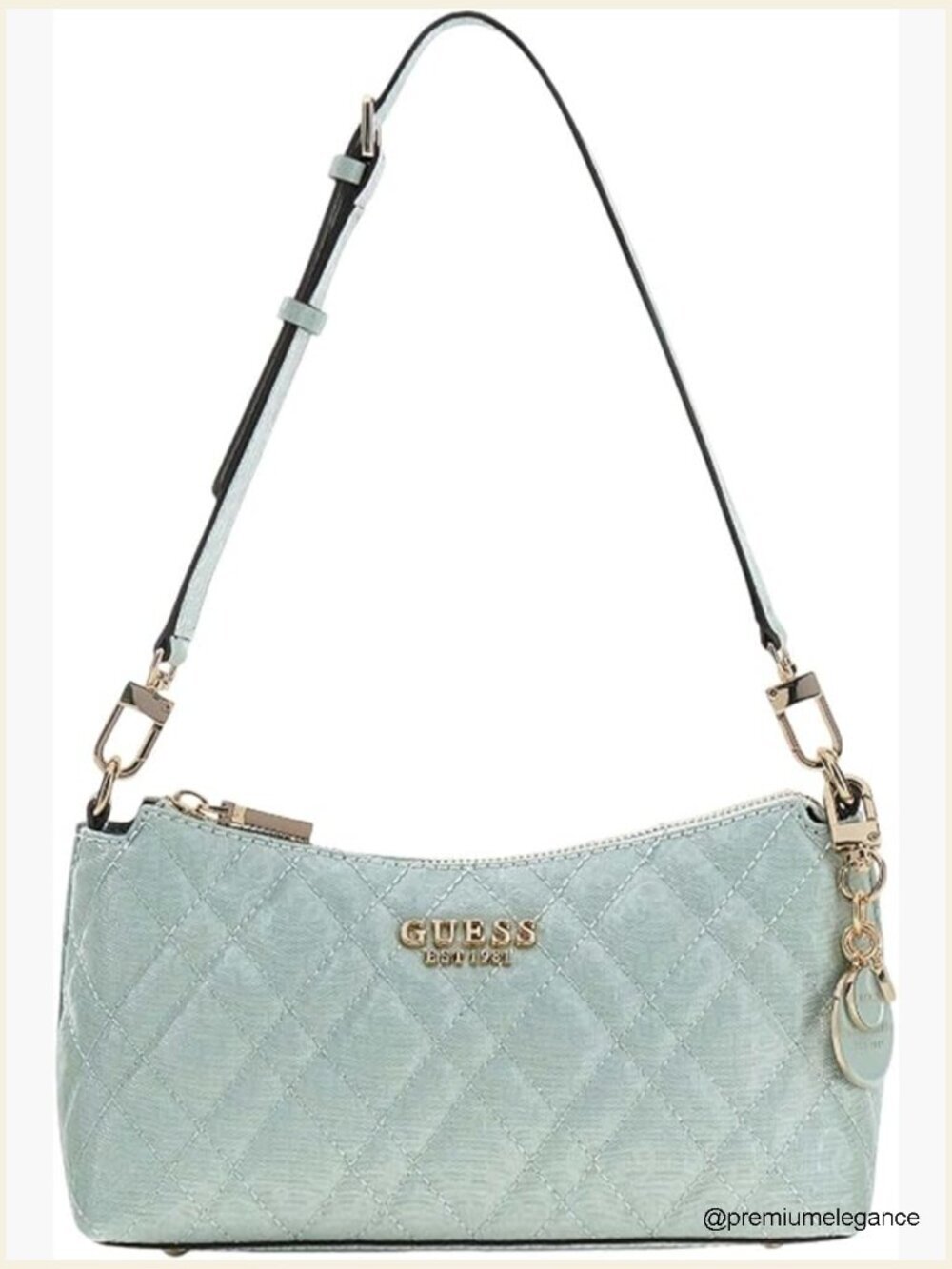 Shoulder Bag with Zip Pockets and Removable Charm - Satchel Style